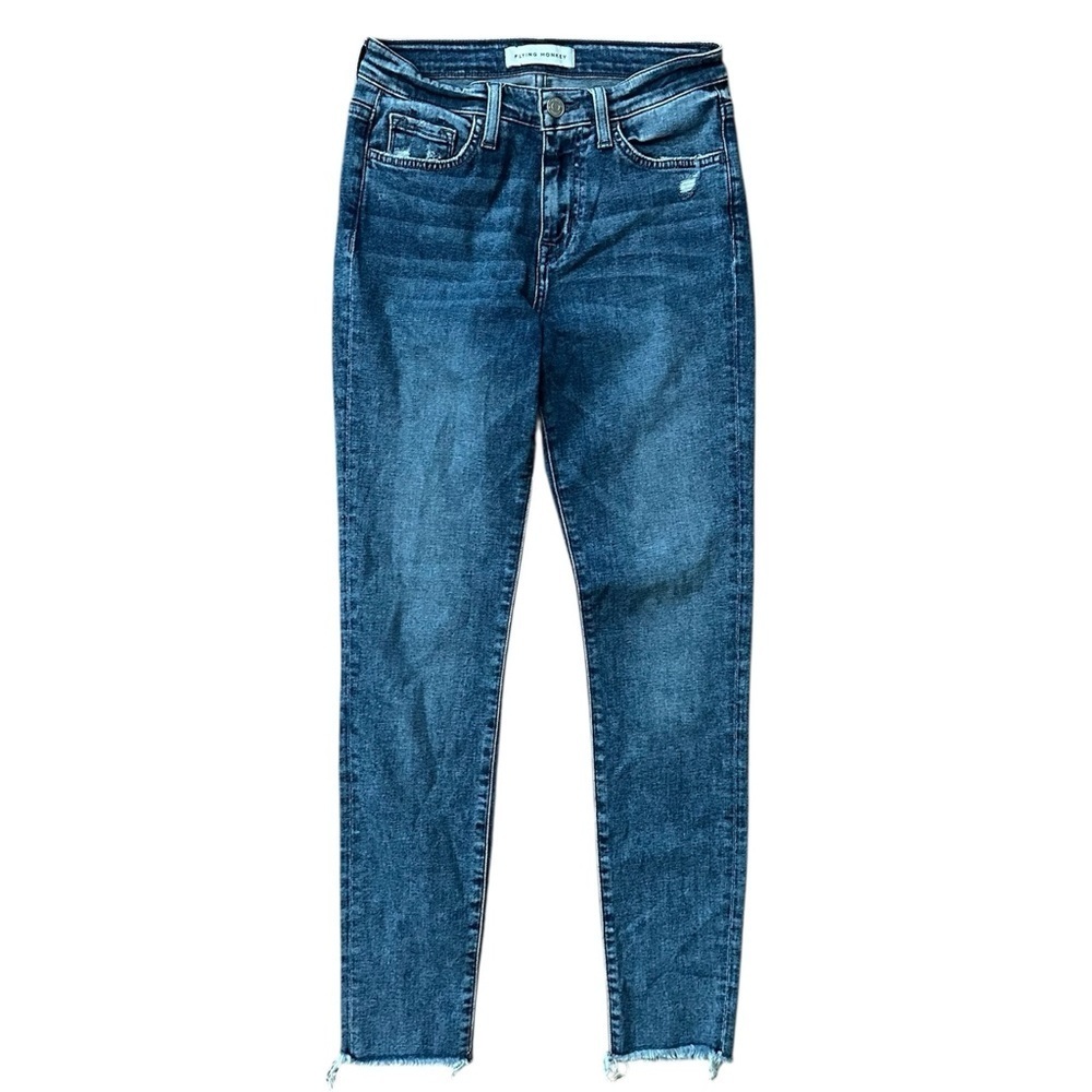 Flying Monkey Free Spirit High Rise Ankle Crop Raw Hem Skinny Jeans Y3291 Sz 24